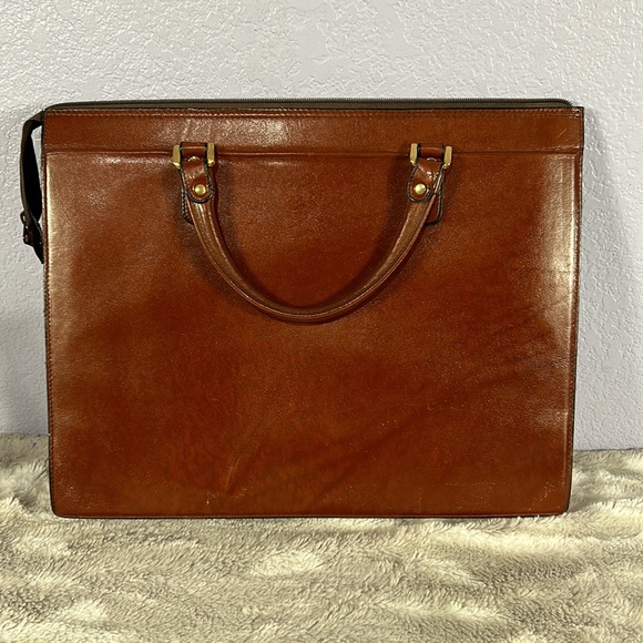 Vintage  Gold Pfeil sport  16” Brown Leather Briefcase Portfolio Document Bag - Picture 2 of 16